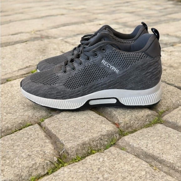 Recyphi Men's Gray Elevator Sneakers - Picture 2 of 4